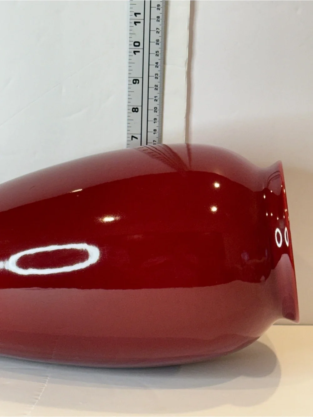 12” Crate & Barrel Scarlet Red 🌺Ceramic Vase Portugal Glossy Modern Decor